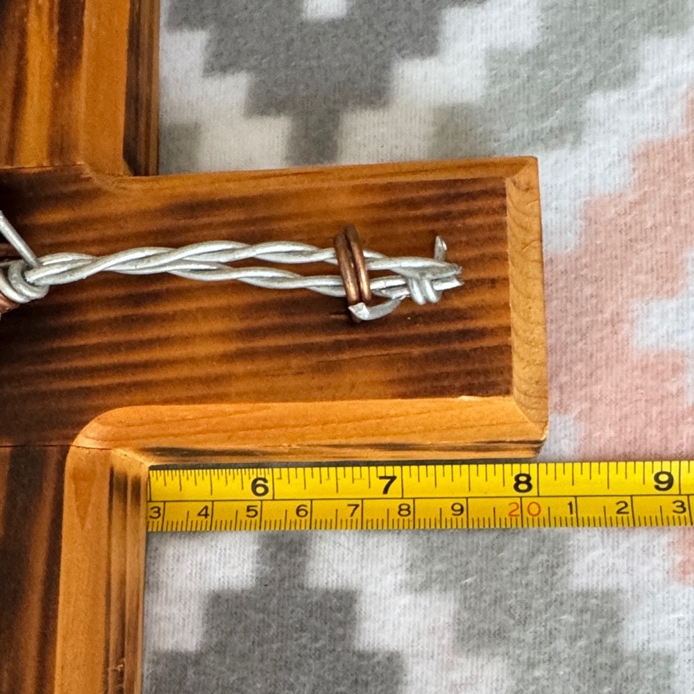 Handmade Wooden Cross with Barbed Wire Accent - Picture 7 of 8